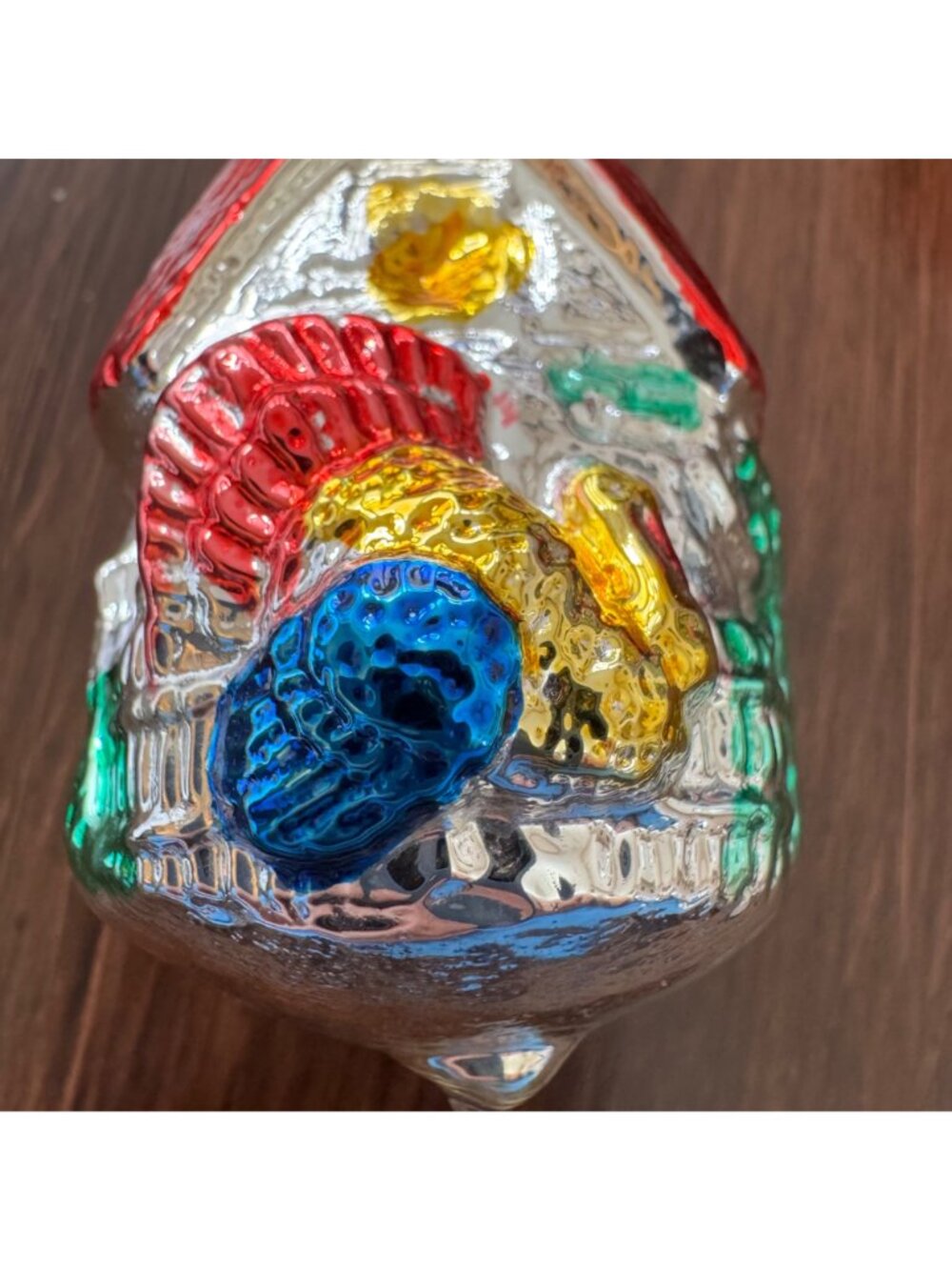 Vintage Christmas Thanksgiving Ornament Blown Glass West Germany Turkey House 3" - Picture 4 of 9